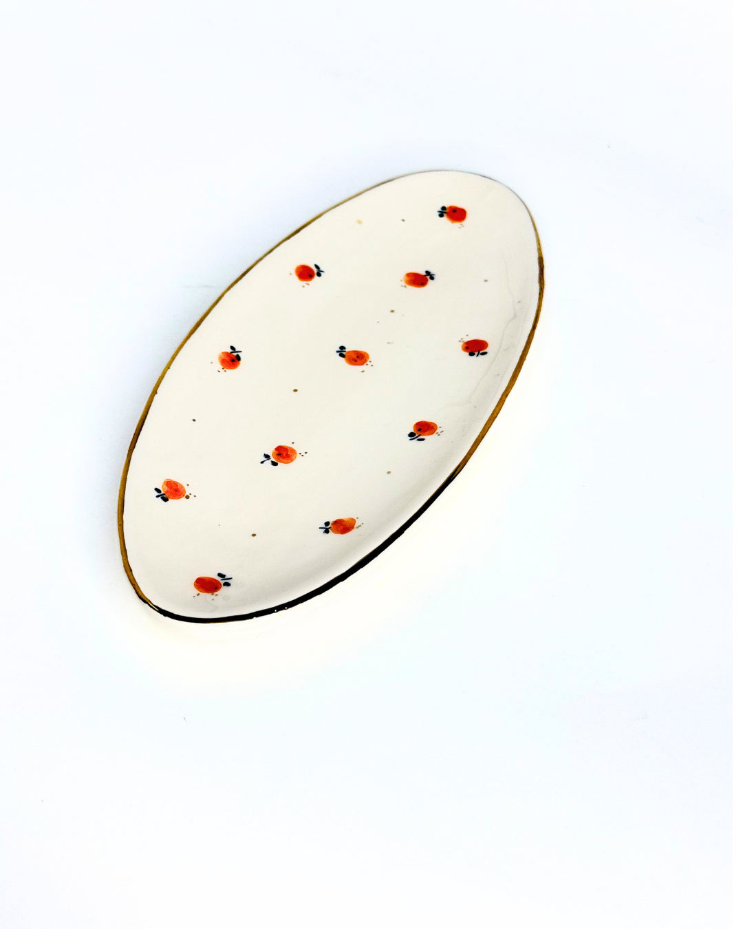 Solmaz Orange Dot Flower Longe Leaf Plate