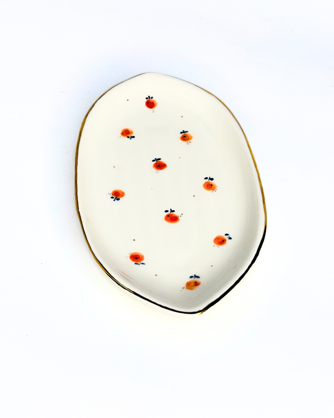 Solmaz Orange Dot Flower Leaf Plate