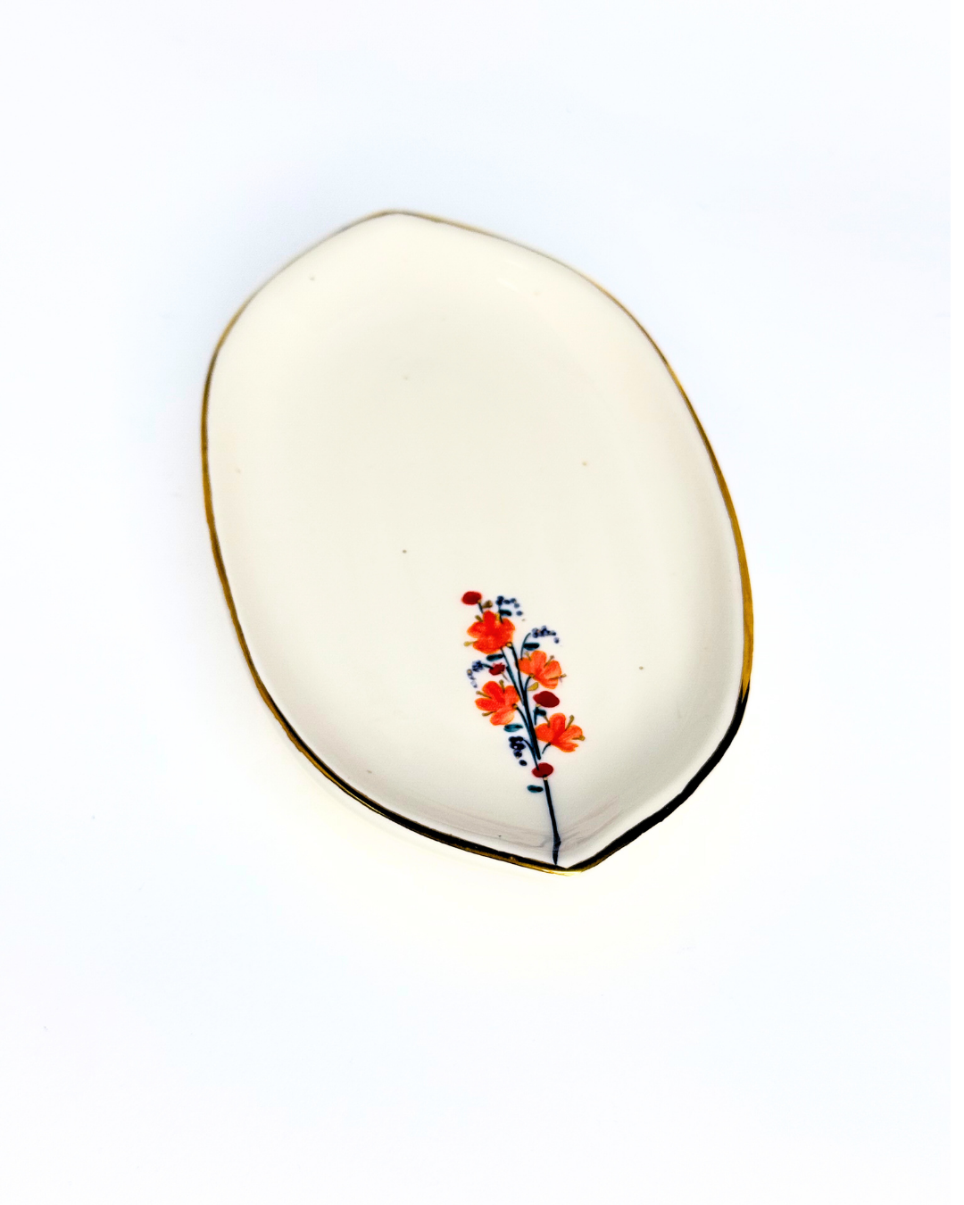 Solmaz Orange Flowers Leaf Plate