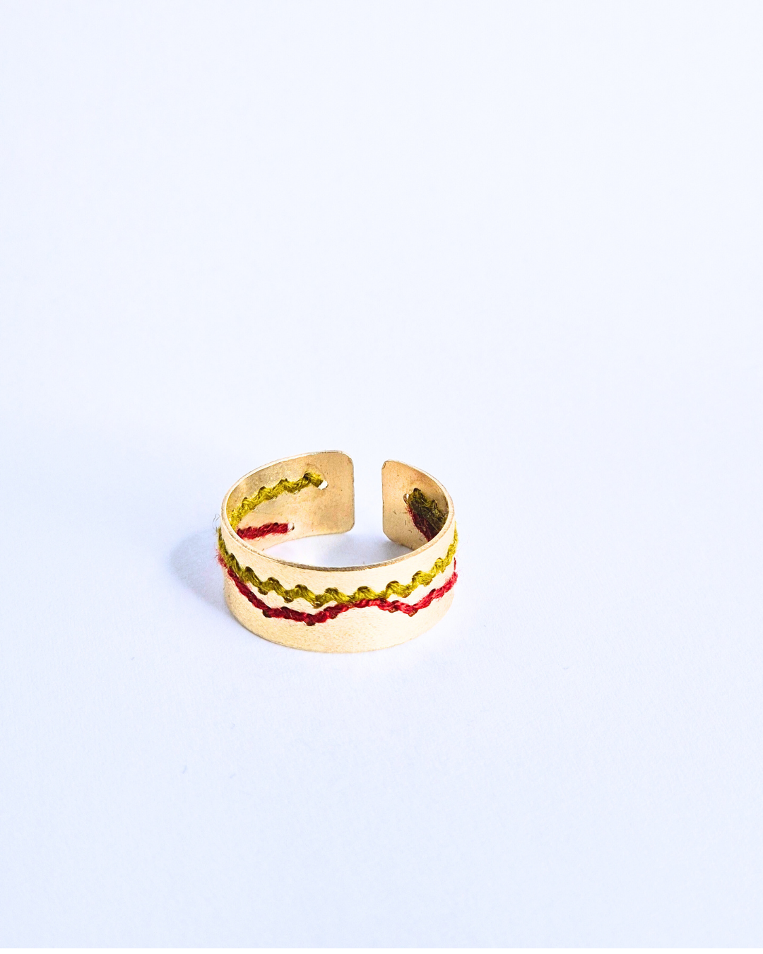 Mojgan Silver balochi Embroidery Ring Two Line