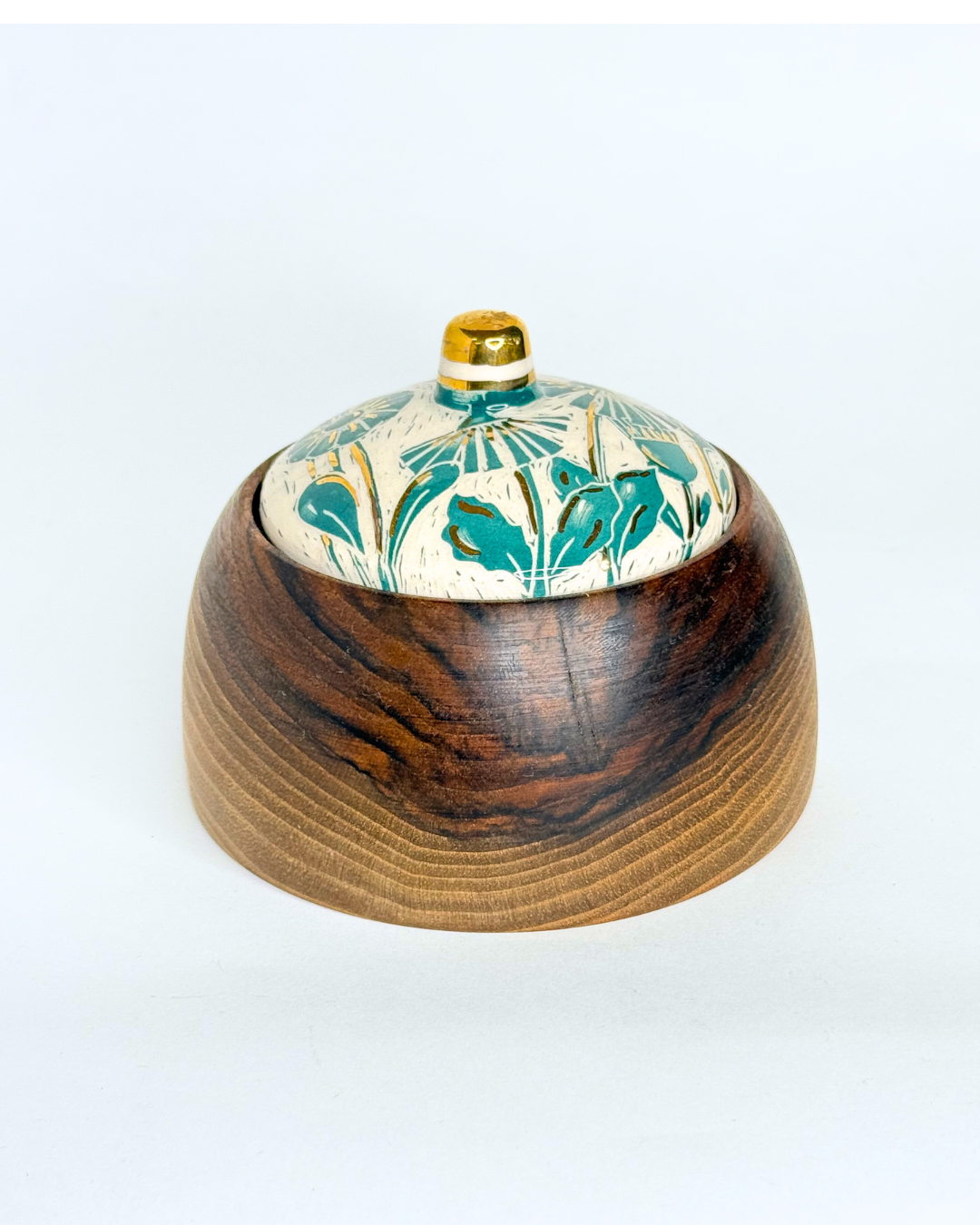 Mehrfam Small Wooden Serving Bowl With Ceramic Lid 3