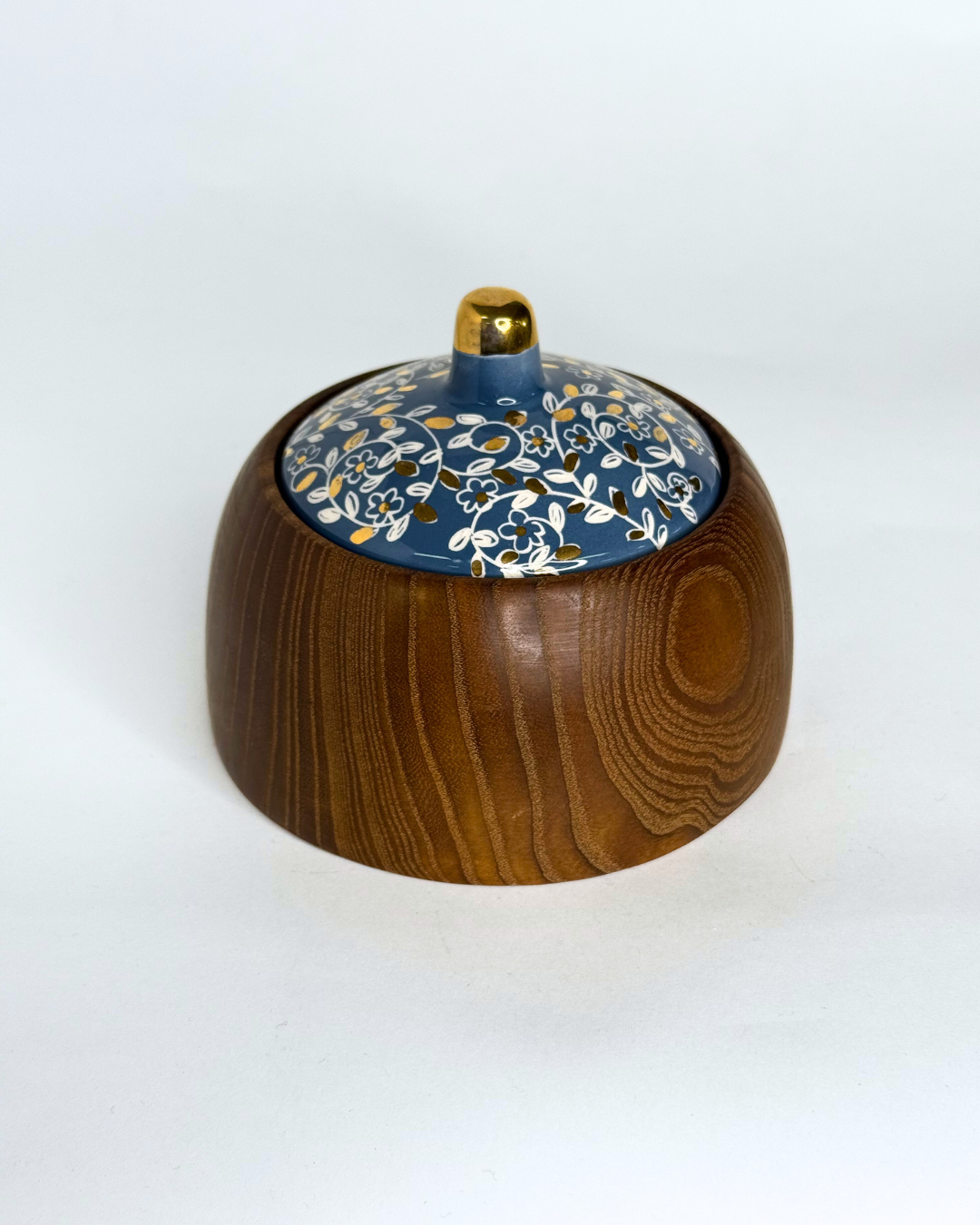 Mehrfam Small Wooden Serving Bowl With Ceramic Lid 4