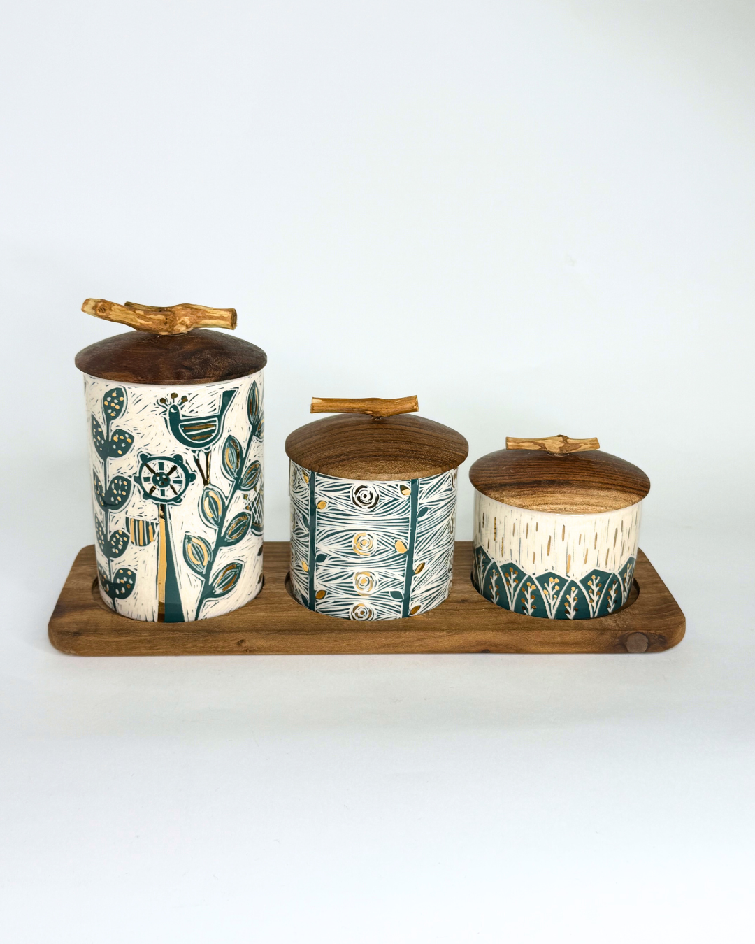 Mehrfam container Set with wooden lid 1 (3 Pieces/sizes)
