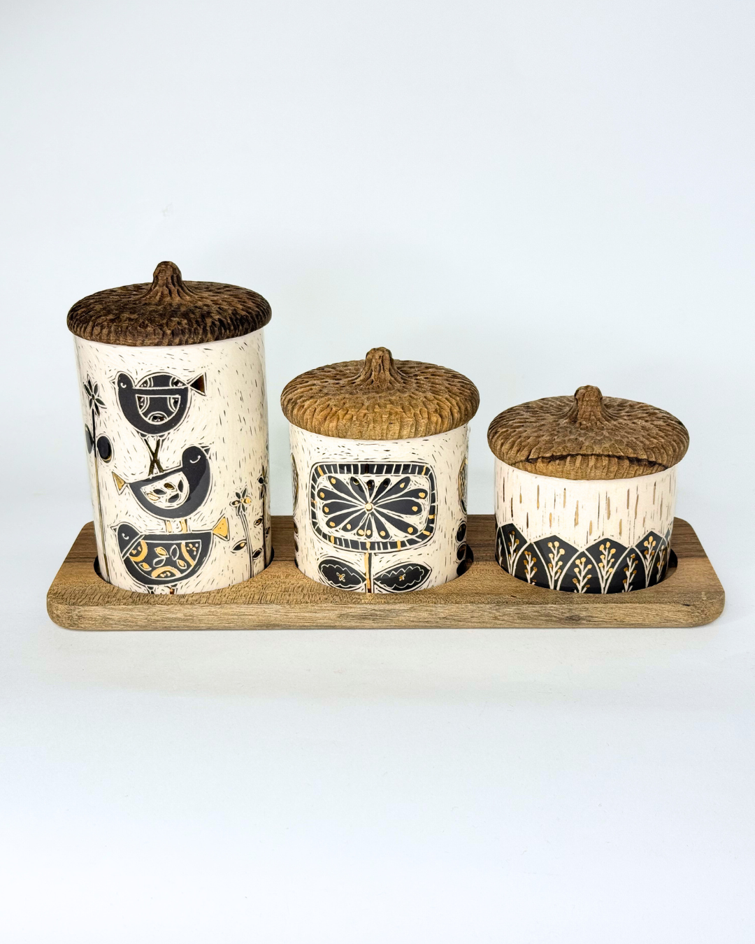 Mehrfam container Set with wooden lid 2 (3 Pieces/sizes)