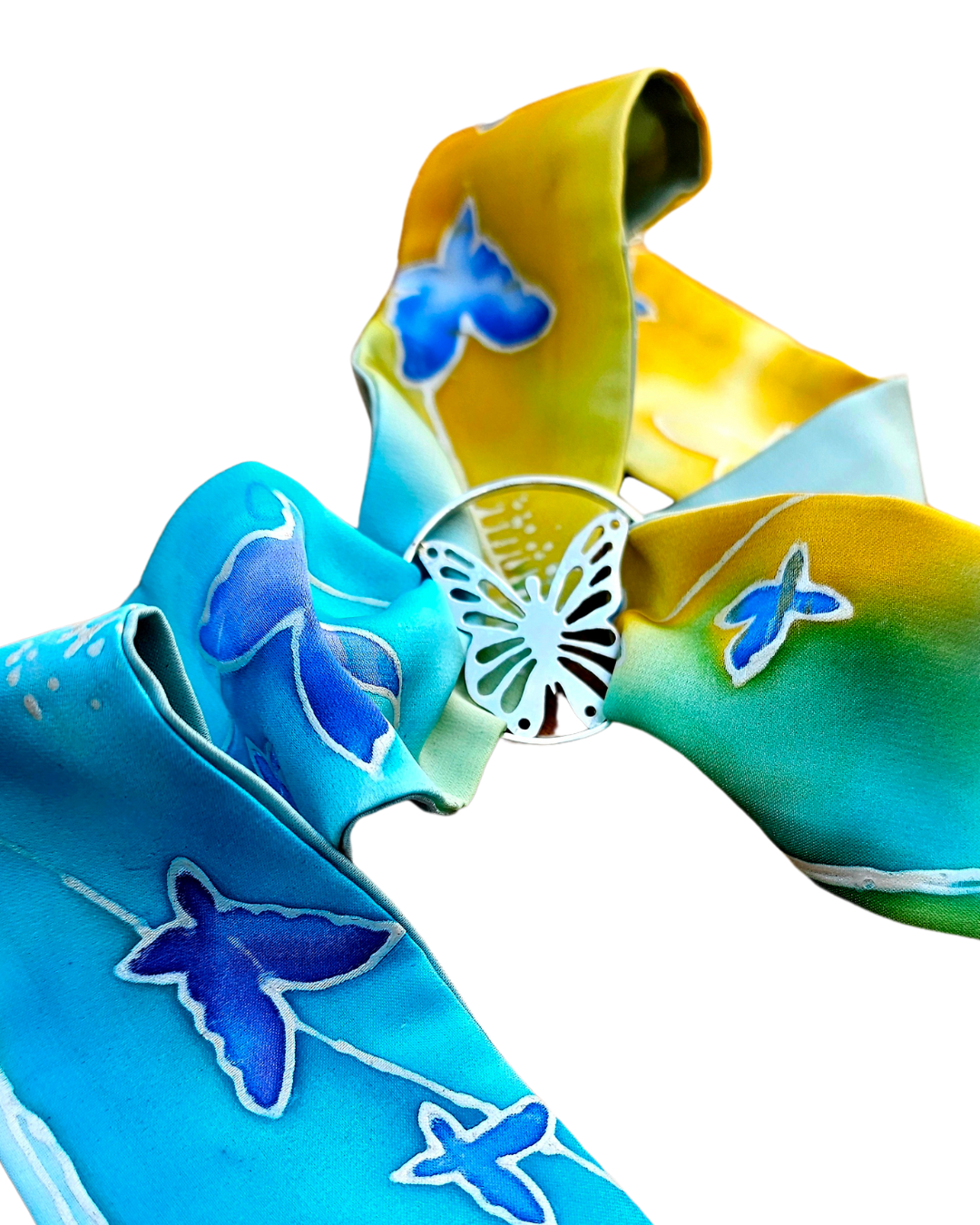 Yana Butterfly Silver Fabric Bracelet