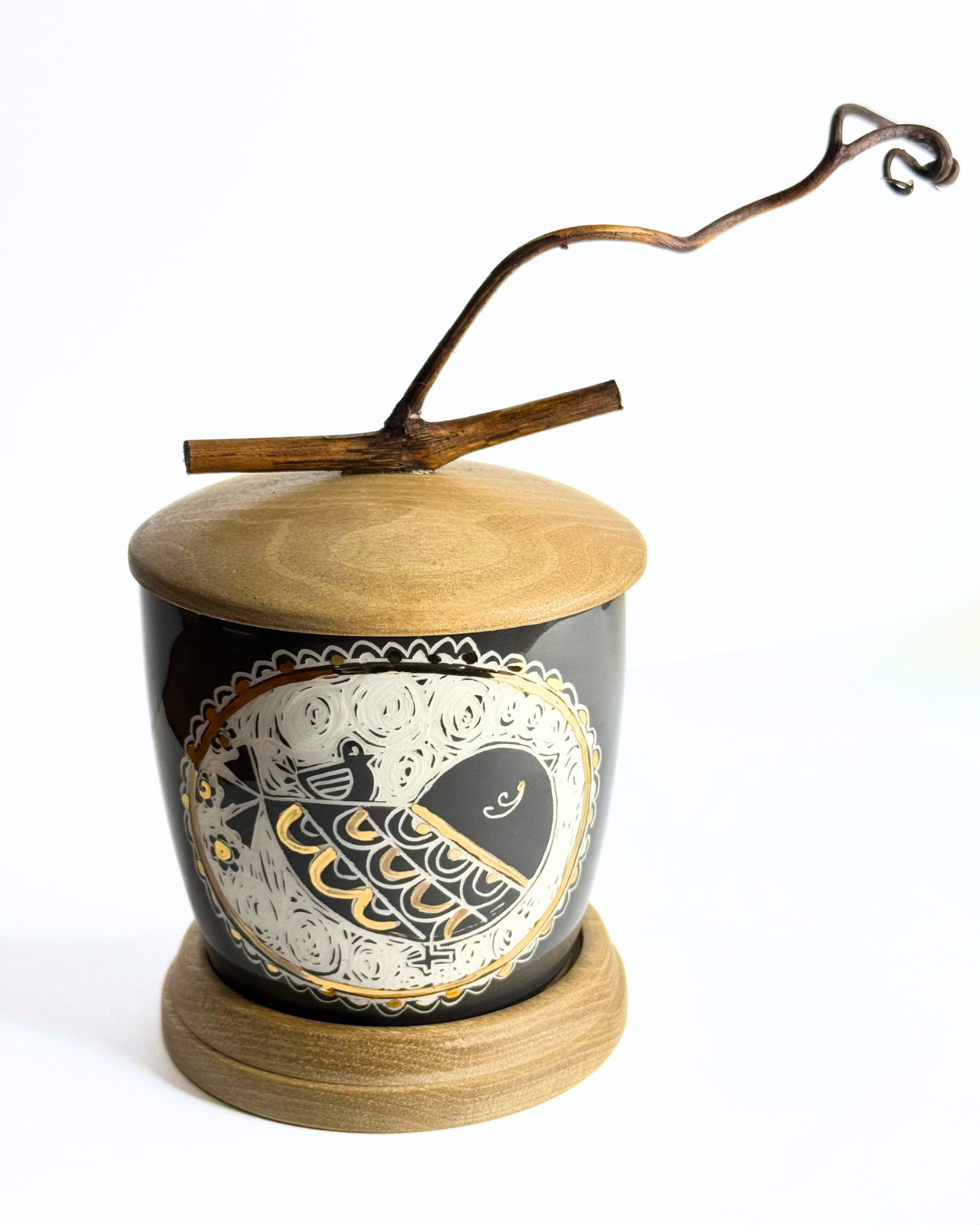 Mehrfam Medium Candy Container With Wooden Lid 2