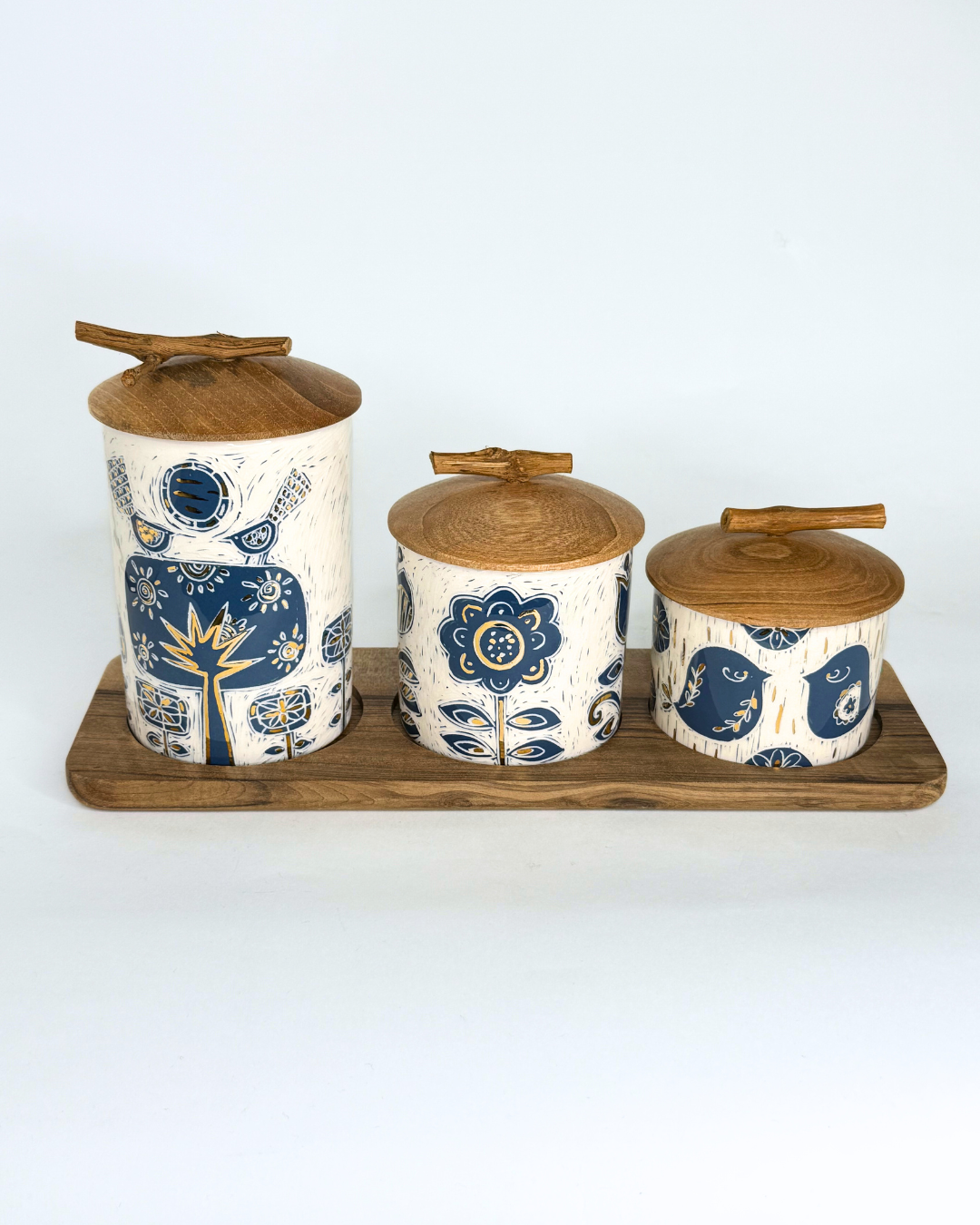 Mehrfam container Set with wooden lid 3 (3 Pieces/sizes)