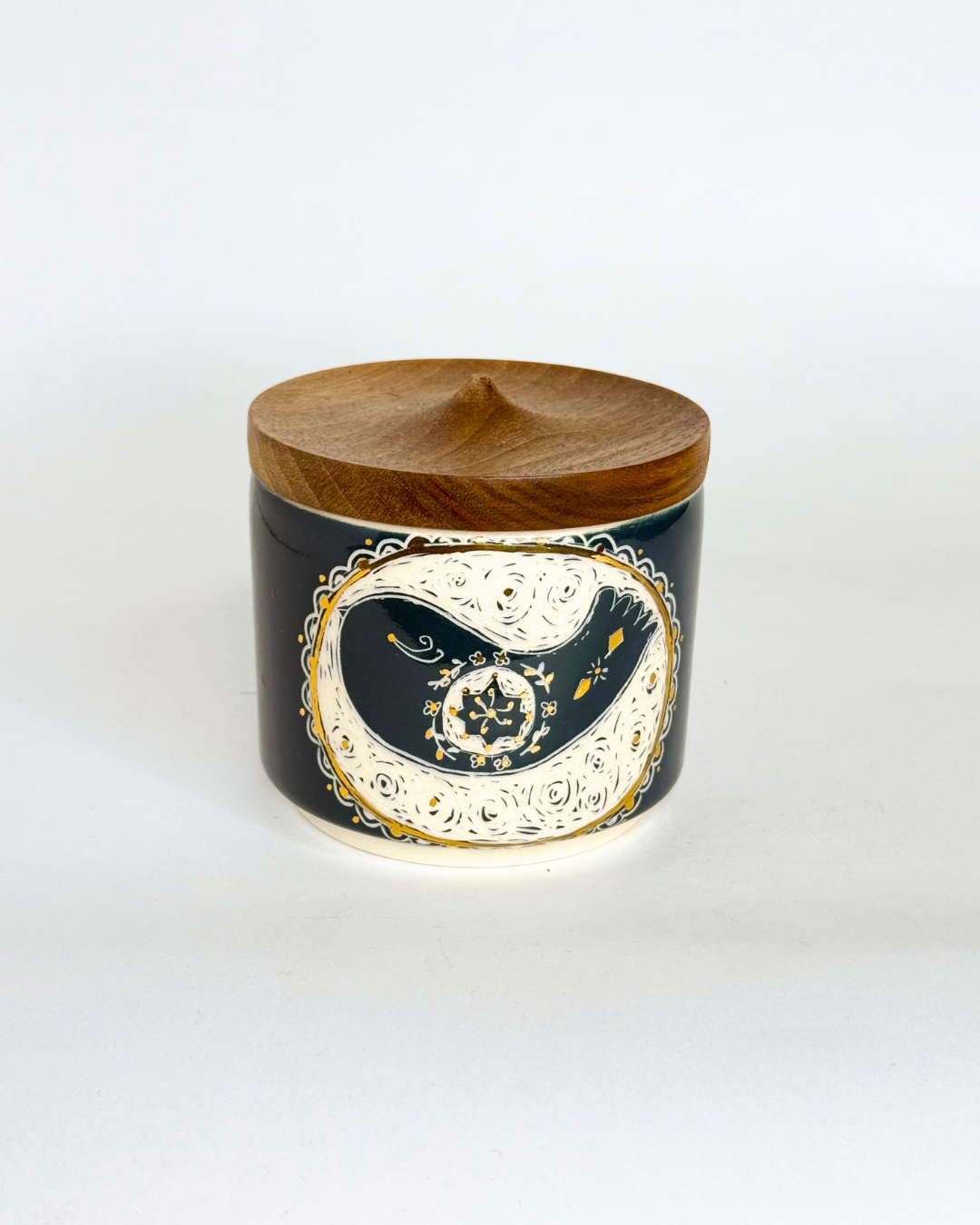 Mehrfam Cylinder Container With Wooden Lid