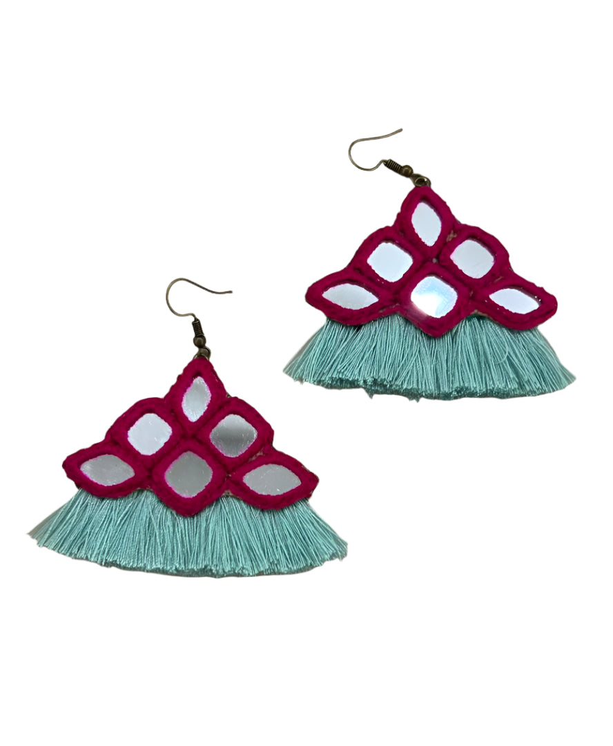 Akoot Handmade Earing - Pink Mirror Triangle